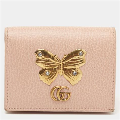 gucci leather card case wallet with butterfly|gucci signature wallet.